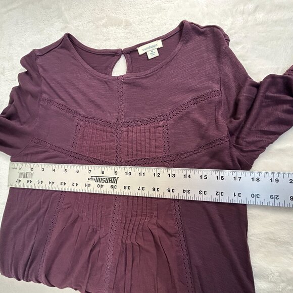 Sundance Pintuck Boho Tunic Medium Long Sleeves Keyhole Lightweight Plum Purple - Picture 5 of 6